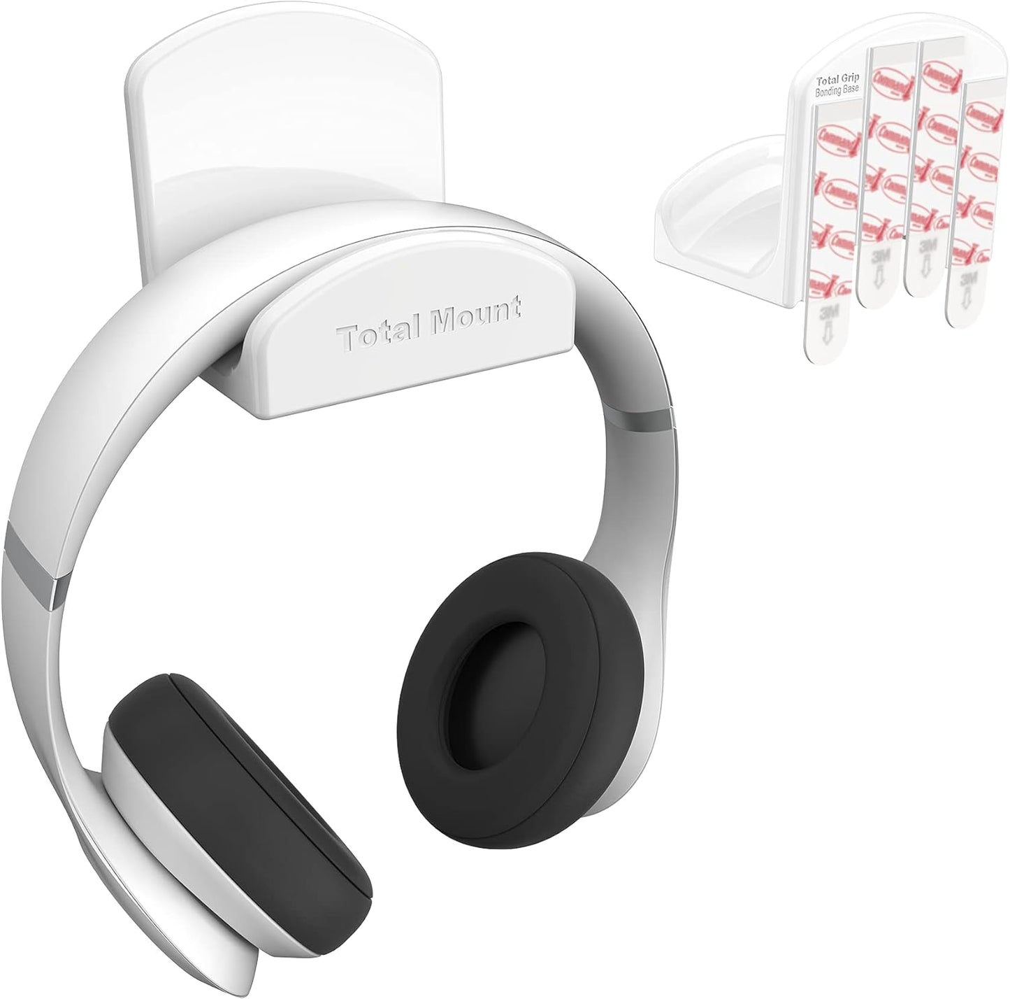 Premium Headphone Hanger with Removable Adhesive Strips for Damage-Free Mounting on Walls, Desks, or PCs (Single Pack, White)
