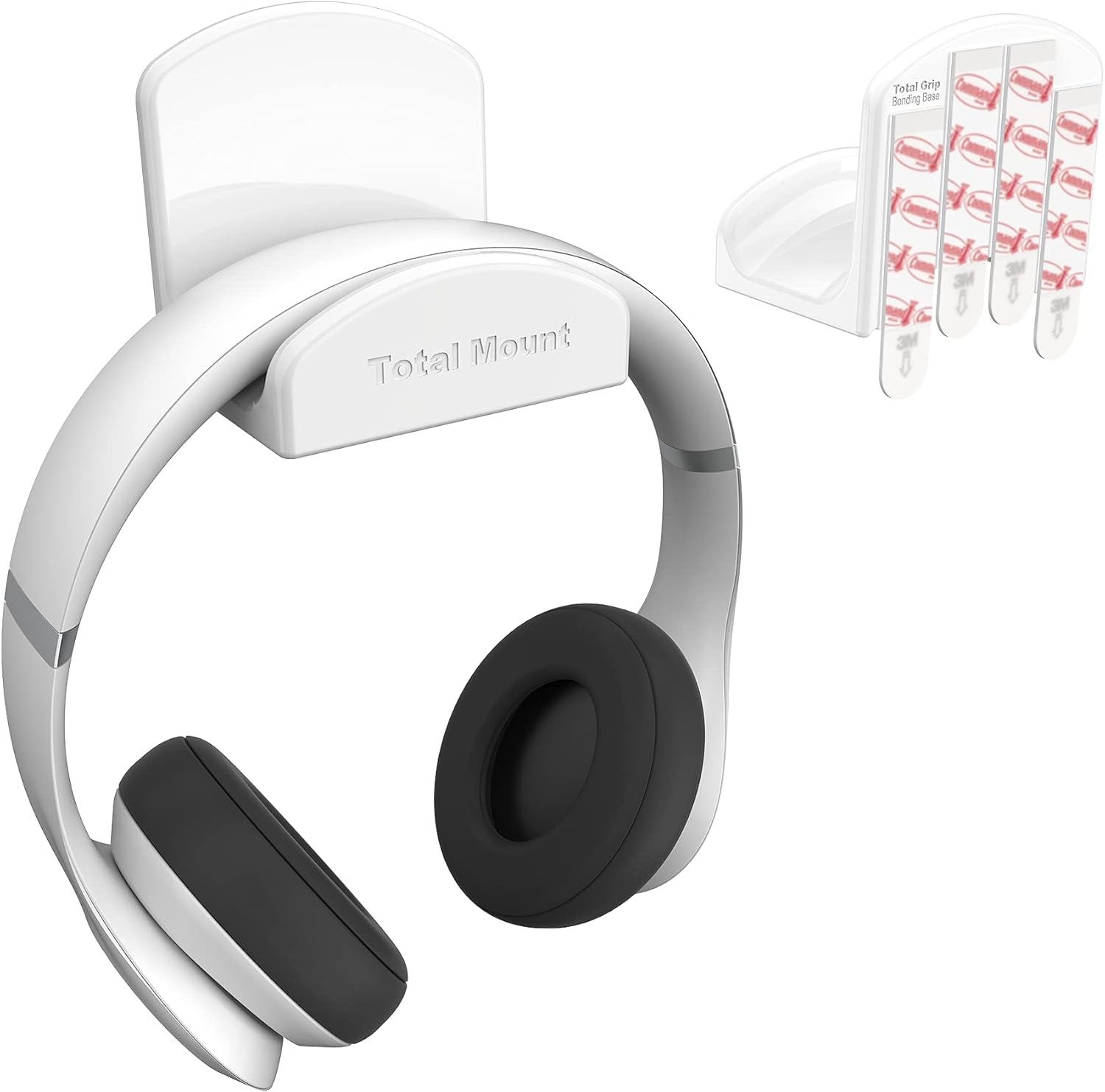 Premium Headphone Hanger with Removable Adhesive Strips for Damage-Free Mounting on Walls, Desks, or PCs (Single Pack, White)